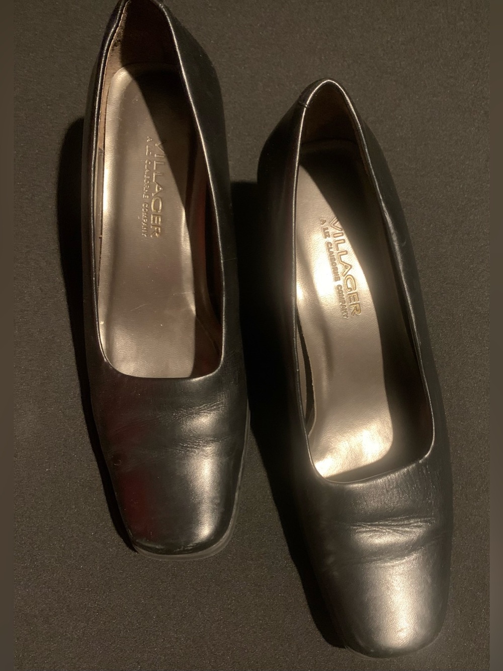 By Liz Claiborne Villager Black Leather Square-Toe Women's Heels
